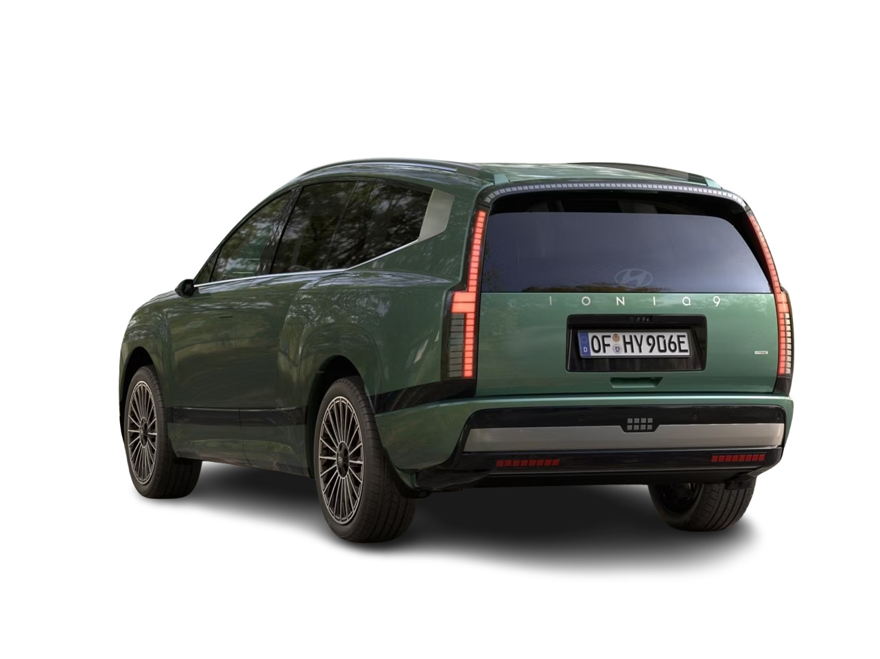 grüner Hyundai IONIQ 9 von hinten 