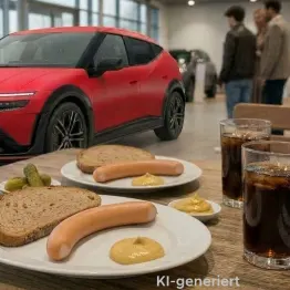 roter Hyundai IONIQ 3 von der Seite